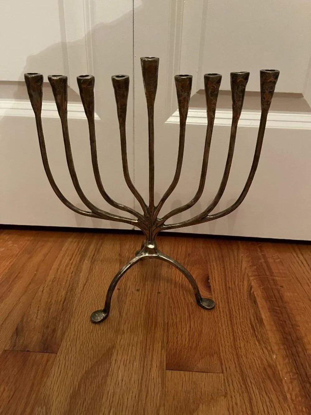 Pottery Barn Silver Metal Menorah L 9.5 in x H 11 in x W 6.25 in